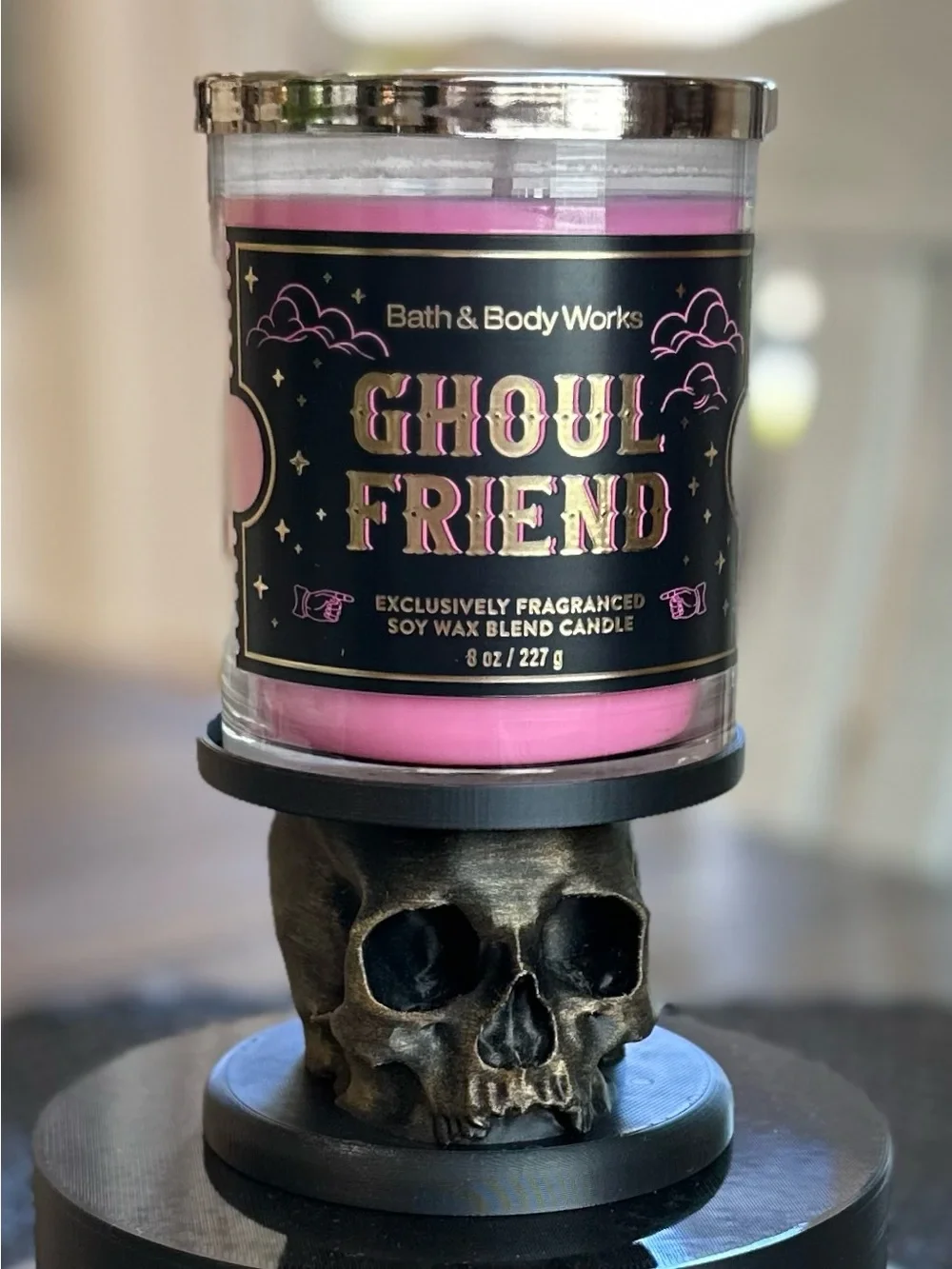 Bath & Body Works Compatible Halloween Skull Single Wick Candle Holder
